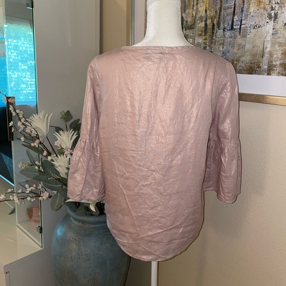 Ellen Tracy linen pink blouse - Picture 6 of 10